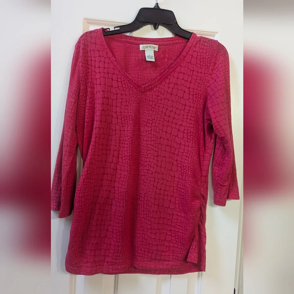 Orvis Raspberry Textured V-Neck Tunic - Picture 1 of 5